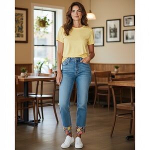 Driftwood Cropped Jeans with Spring Embroidery